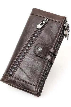 Contacts Leren portemonnee heren leer - portefeuille heren - mannen cadeautjes cadeau voor man - portemonnee heren pasjes houder - Top kwaliteit Leer