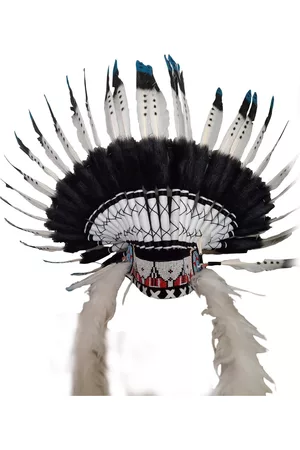 Merkloos Echte Indianentooi Sioux | Handgemaakt | Zwart-Wit-Blauw | authentieke verentooi