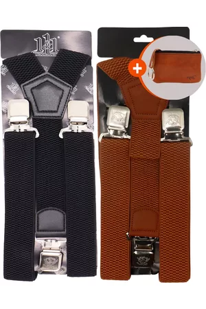 Safekeepers Bretels heren - Bretels - bretels heren volwassenen - bretellen voor mannen - bretels heren met brede clip 2 stuks: zwart en bruin