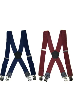 Flores Lederwaren Duopack - Heren - Dames Bretels – 4 brede stalen clips bretel - Unisex volwassenen -Motorrijders – Spijkerbroek – Beroepskleding – Skikleding – Kleuren: Bordeaux en Donkerblauw.