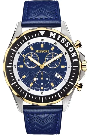Missoni Urban MWJD00222 Horloge - Leer - Blauw - Ø 45 mm