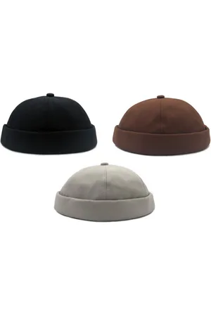 ASTRADAVI Docker Beanie Caps - Katoenen Zeemansmuts - Retro Hip Hoeden voor Dames Heren - Uniseks Vissers Muts. 3-Set , Bruin, Beige (3 Stuks)