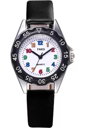 Fako Bijoux® Horloges - Kinderhorloge - Regenboog - Ø 32mm - Zwart