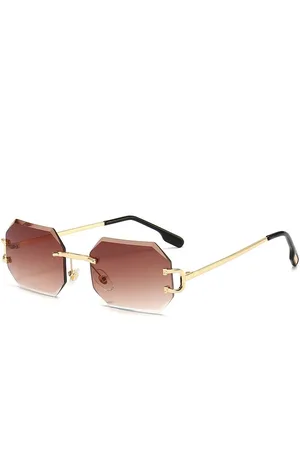 WiseGoods Premium Diamond Design Zonnebril - Zonnebrillen - Sunglasses - Zomer Brillen - Cadeau - Bril Dames & Heren - Bruin