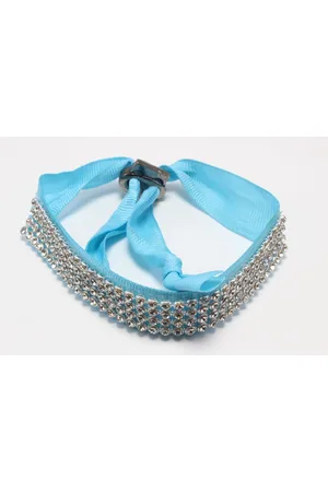 Fashion Jewelry Armband verstelbaar blauw met 4 rijen strass
