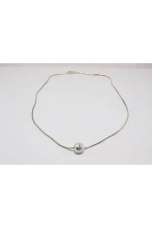 Fashion Jewelry Ketting zilver koord met 1 parel met strass