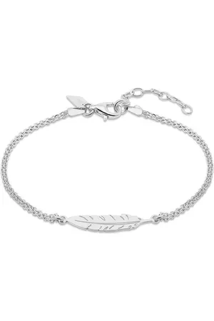 Twice As Nice Dames Dubbele kettingen - Armband in zilver, pluim op dubbele ketting 16 cm+3 cm