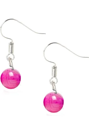 Bixorp Gems Roze Botswana Agaat Oorbellen - Edelsteen Kralen Oorhangers - Cadeau voor Meisjes & Vrouwen