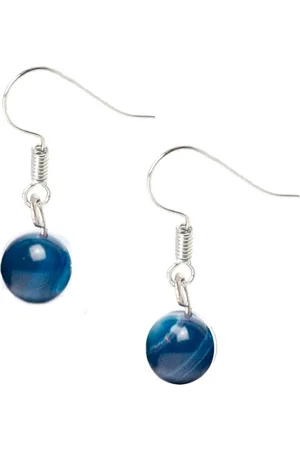 Bixorp Gems Blauwe Botswana Agaat Oorbellen - Edelsteen Kralen Oorhangers - Cadeau voor Meisjes & Vrouwen