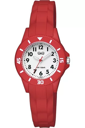 Q&Q Horloges - V26A-001VY - Horloge - Sport - Analoog - Kinderen - Unisex - Plastic band - Rond - Kunststof - Cijfers - Rood - Wit - 10 ATM