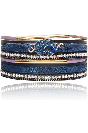 Deja Jewels Blauwe Multilayer Armband met Steen