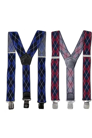 Flores Lederwaren Tartan Duopack bretels met stevige sterke brede stalen clips