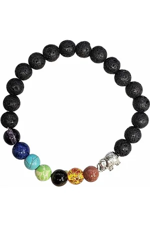 Fako Bijoux® Boeddha Natuursteen Armband - Buddha Kralen Armband - Chakra Reiki - Olifant - Lavasteen