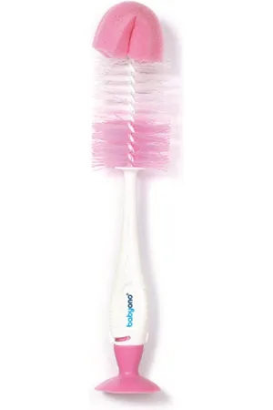 Babyono Baby Ono Wit/Roze Flessenborstel met Spons & Zuignap 728/03