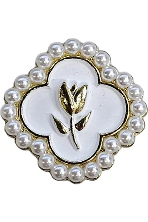 Fako Bijoux® Magnetische Mini Broche - Magneetbroche - Klaver Met Tulp - Hoofddoek Magneet - Sjaal - Hijab - 22x22mm - Goudkleurig