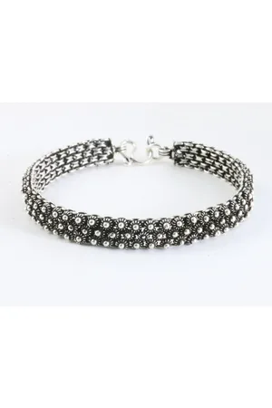 AsiAsia Zware fijn bewerkte gevlochten zilveren armband - lengte 17 cm