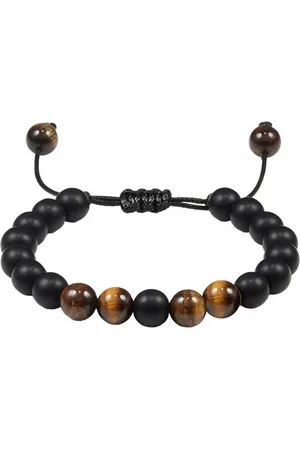 Fako Bijoux® Natuurstenen Armband - Natuursteen - 8mm - Mat & Tijgeroog - Bruin/