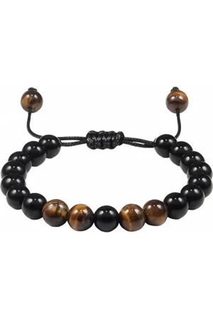 Fako Bijoux® Natuurstenen Armband - Natuursteen - 8mm - & Tijgeroog - Bruin/
