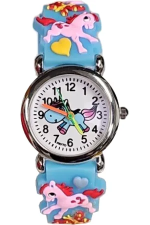 Fako Bijoux® Kinderhorloge - 3D - Eenhoorn Starlight - Lichtblauw
