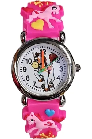 Fako Bijoux® Kinderhorloge - 3D - Eenhoorn Jolly - Donkerroze