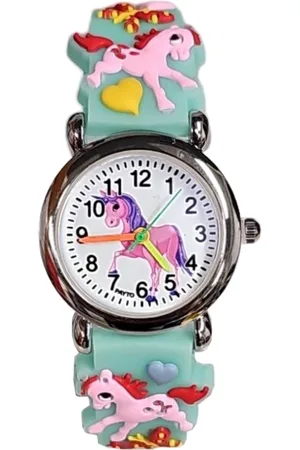 Fako Bijoux® Kinderhorloge - 3D - Eenhoorn Sunshine - Mintgroen