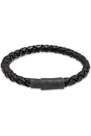 Kuzzoi Heren Armband Herem Echt Leren Gevlochten Magneet voor Basic in 925 Sterling Zilver