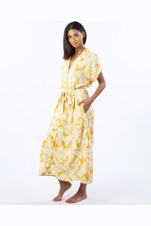 Rip Curl Summer Palm Shirt Dress - Gold