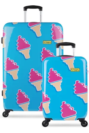 Bhppy Kofferset 2 delig - Kinderkoffers met ijsjes print - Handbagage kinderkoffer - Reiskoffer voor jongen en meisje - Blauw (55/76 cm)