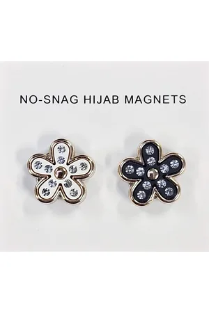 Fako Bijoux® 2x Magnetische Broche - Magneetbroche - Hoofddoek Magneet - Sjaal - Hijab Accessoires - Abaya - 17mm - 2 Stuks - Strass Flower