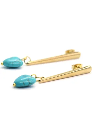 Heaven Eleven Dames - oorbel - goud - turkoois - turquoise - hart