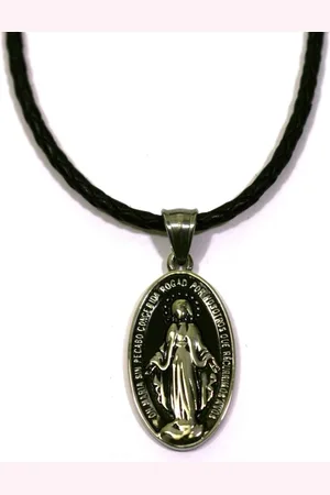 IBIZA MEN MENS JEWELLERY IbizaMen -leer gevlochten- edelstaal maria 80cm