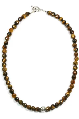 IBIZA MEN MENS JEWELLERY IbizaMen - tijgeroog 8mm - 925 Zilver kraal - maat 50cm