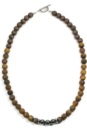IBIZA MEN MENS JEWELLERY IbizaMen - matte tijgeroog 8mm - hematiet kralen - maat 50cm