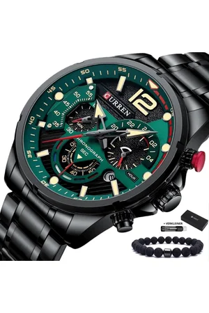 Curren Horloge Heren - Cadeau voor Man - Horloges voor Mannen - 47 mm - Zwart Groen