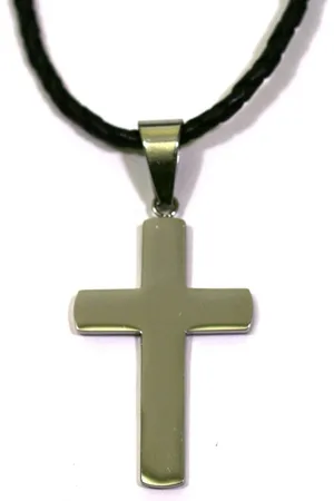 IBIZA MEN MENS JEWELLERY IbizaMen - leer gevlochten- edelstaal kruis 80cm
