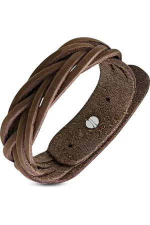 Amanto Armband Afram - Leer - Gevlochten - 20mm - 24cm (aanpasbaar)