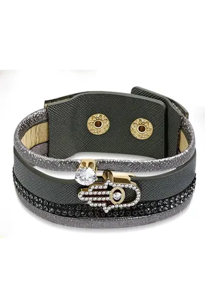 Amanto Armband Cosmo Grey - PU Leer - Hamsa - 25mm - 22cm