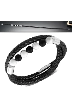 Amanto Armband Dogus C - Leer - Agaat/Marmer - Wikkel - 6mm - 21cm
