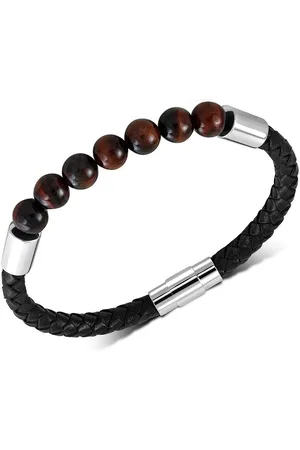 Amanto Armband Feiko C - Leer - Tijger Oog Kraal - 8mm - 22cm