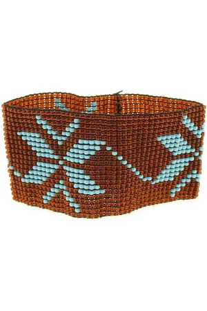 Behave Dames bohemian armband en blauwe kralen 20 cm