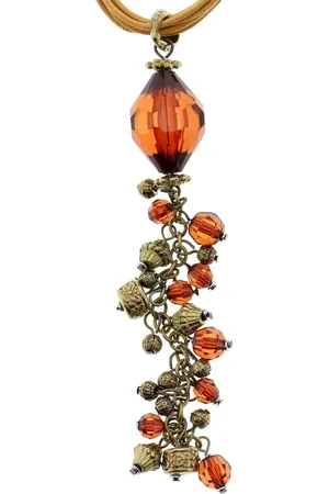 Behave Ketting van touw met lange kralen hanger