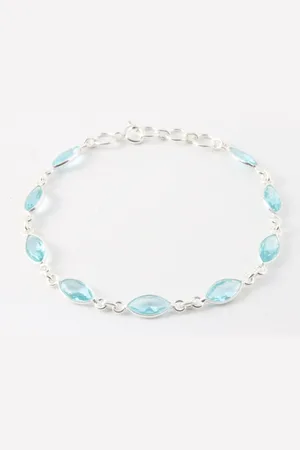AsiAsia Fijne zilveren armband met blauwe topaas