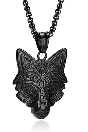 Mendes Nordic Heren Ketting - Rune Wolf Black
