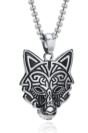 Mendes Nordic Heren Ketting - Rune Wolf Silver