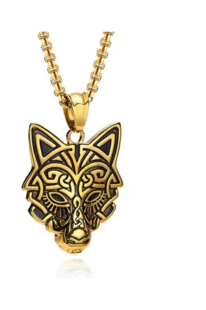 Mendes Nordic Heren Ketting - Rune Wolf Gold