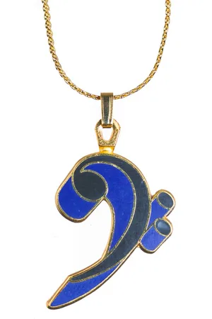 Aim Halsketting bassleutel zwart met blauw highlights