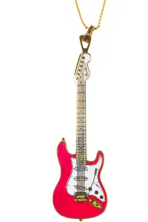 Aim Halsketting Fender Stratocaster gitaar, rood met wit pickguard