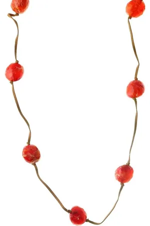 Behave Lange ketting bruin met kralen 110 cm