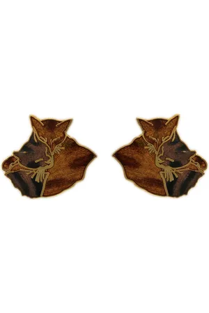 Behave Katten oorbel clip met en bruine poes
