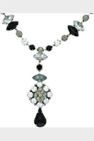 Behave Set van ketting oorbellen en armband in zilverkleur met en grijze stenen